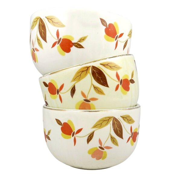 Hall China Jewel Tea Autumn Leaf Radiance Custard Dishes, Set of 3, 1939–76 - Picture 1 of 5